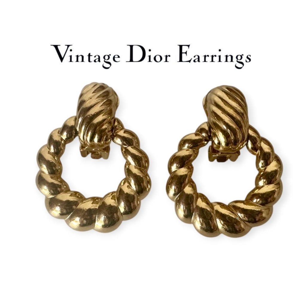 Vintage Dior Gold Plated Door Knocker Earrings